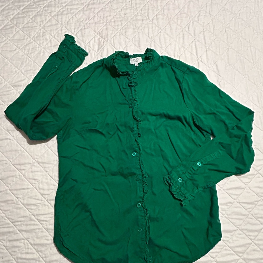 Green Button-Up Blouse
